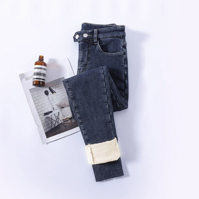 Alexandra - Gevoerde Dames Winter Jeans met Hoge Taille