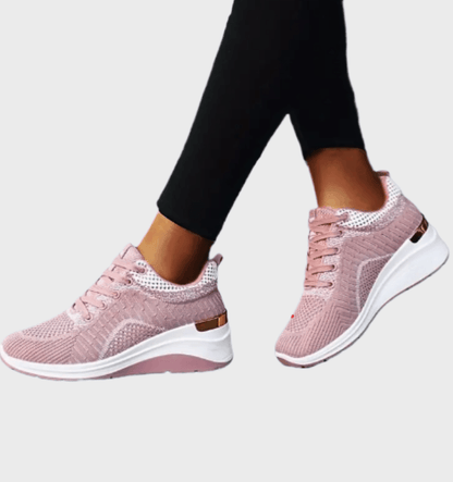 Jesse -  Hardloopsneakers van textiel met veters en semi hoge hakken