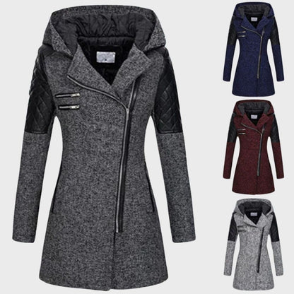Lange winterjas met capuchon voor dames