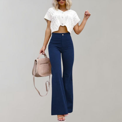 Charleigh - Trendy ribfluwelen uitlopende broeken