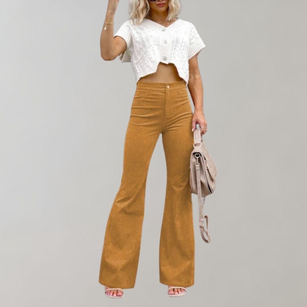 Dames Ribfluwelen Uitlopende broek