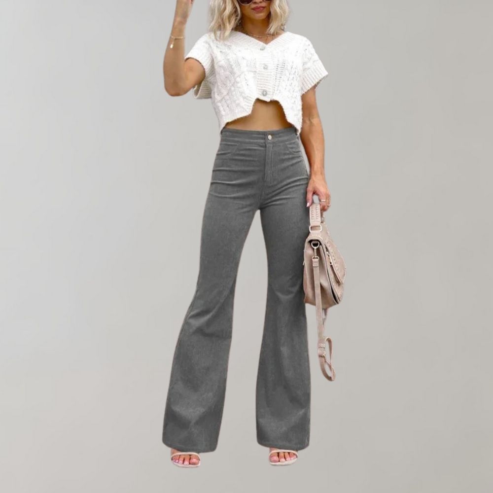 Charleigh - Trendy ribfluwelen uitlopende broeken