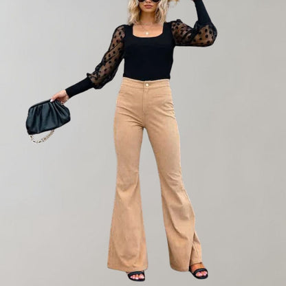 Dames Ribfluwelen Uitlopende broek