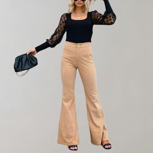 Charleigh - Trendy ribfluwelen uitlopende broeken