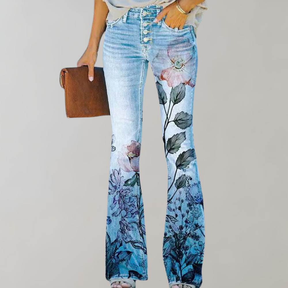ModeParisienne® Pinky - Flare broek met knopen