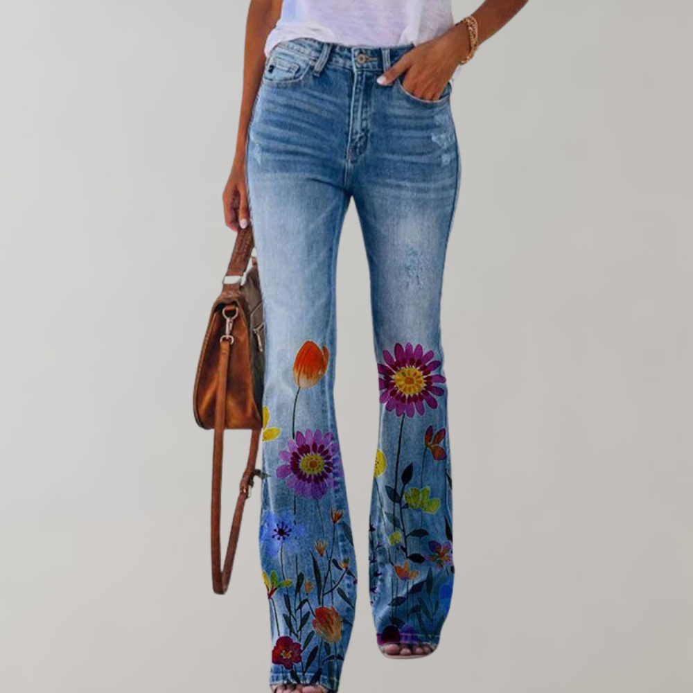 ModeParisienne® Pinky - Flare broek met knopen