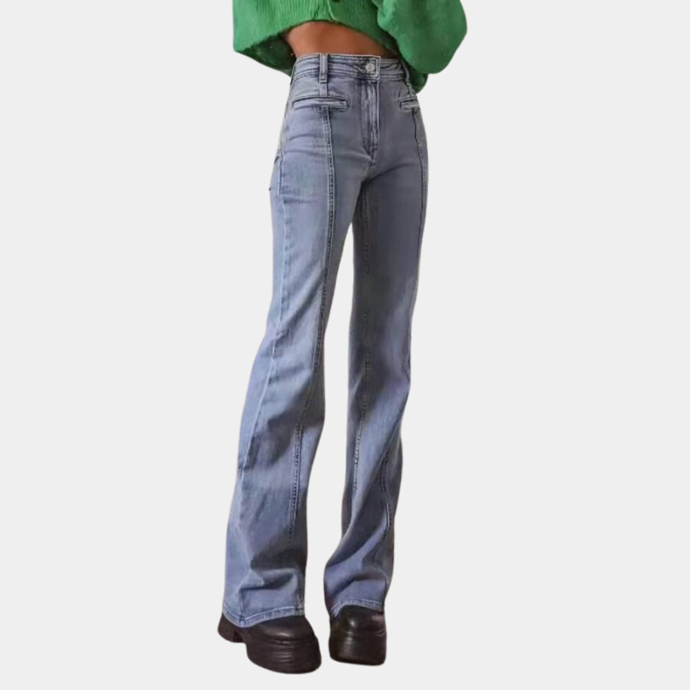 Janeska | trendy flared jeans met ster opdruk