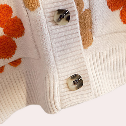 Ailene - Romantische Gebreide Jas met Bloemenpatroon voor Vrouwen