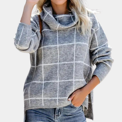 Elda - Casual Trui met geruit damespatroon