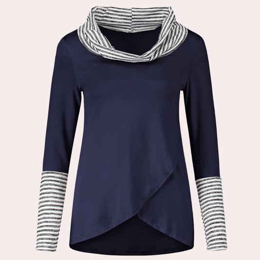 Charleen - Dames Top met overlappend zoom en lange mouwen