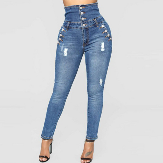 Nola - Elegante Hoge Taille Skinny Broek voor Vrouwen