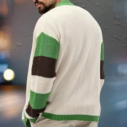 Damianos - Trendy gebreid vest met kleurblok voor heren