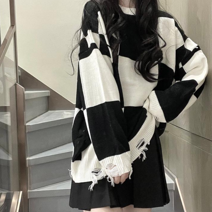 Hulde - Casual Dames Oversized Geruite Trui