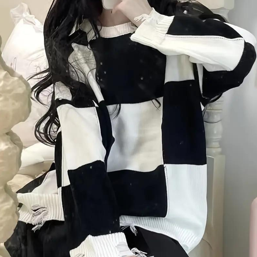 Hulde - Casual Dames Oversized Geruite Trui