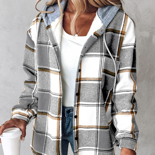 Zelina - Geruit damesjack met stijlvolle capuchon