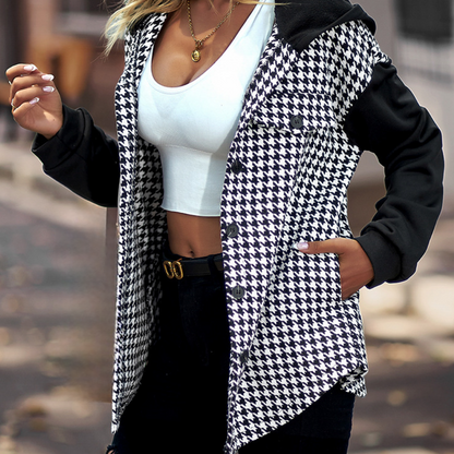 Liliane - Stijlvolle Dames Moderne Houndstooth Hoodie