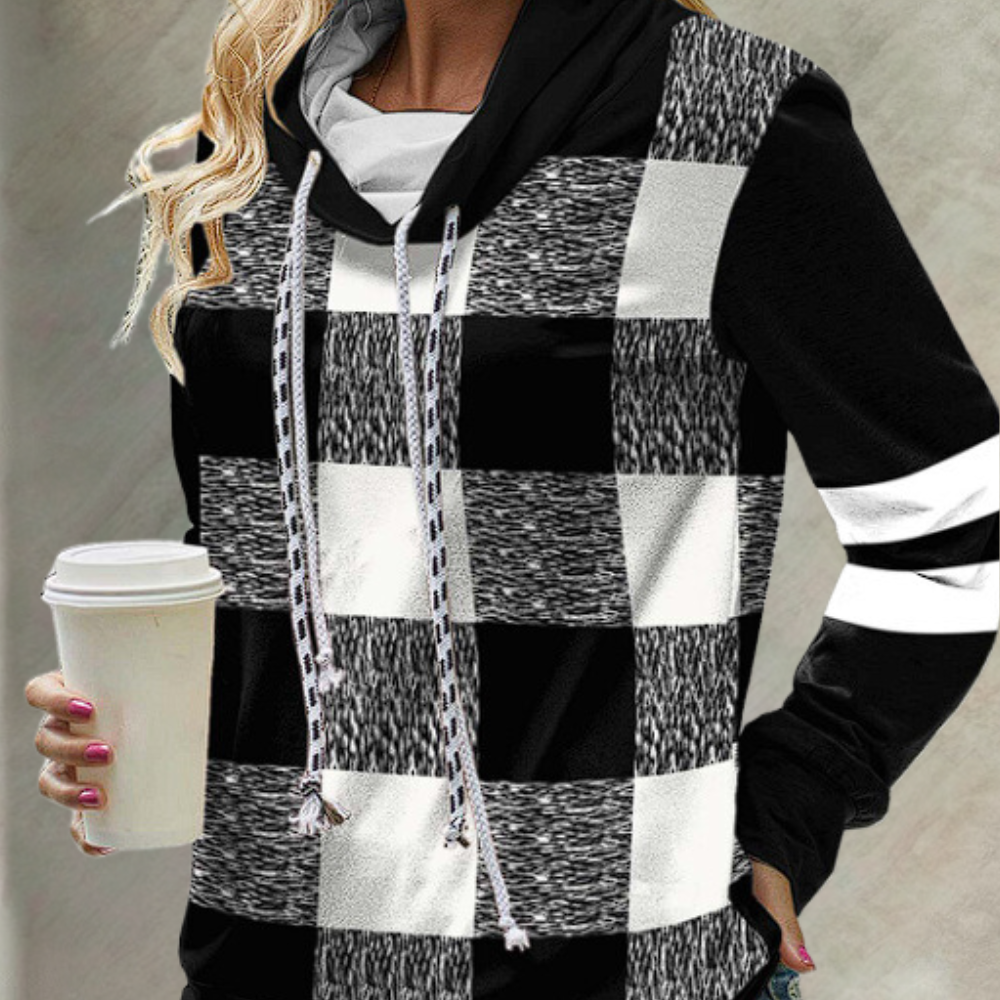 Delia - Stijlvolle Geruite Hoodie voor Dames