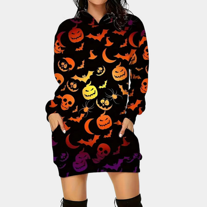 Zsusanna - Modieuze dames halloween sweater jurk met capuchon