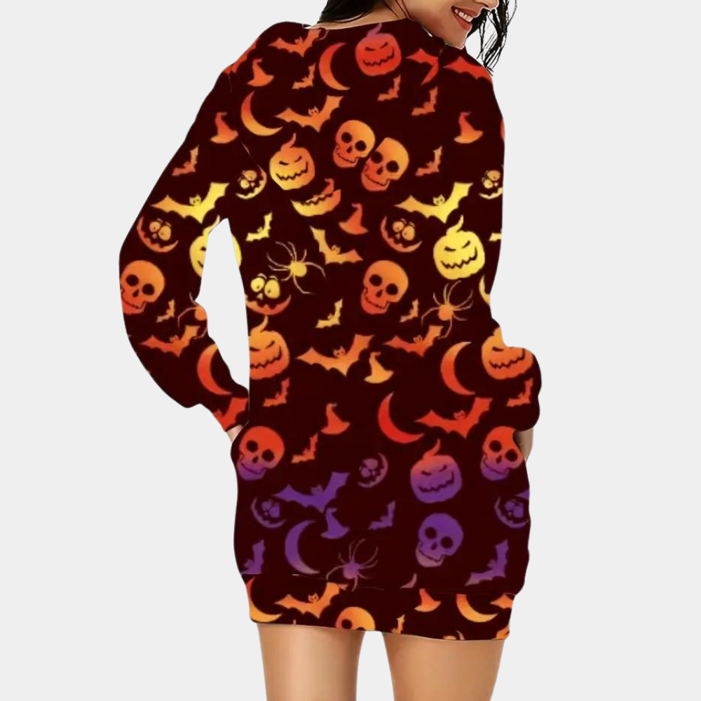 Zsusanna - Modieuze dames halloween sweater jurk met capuchon