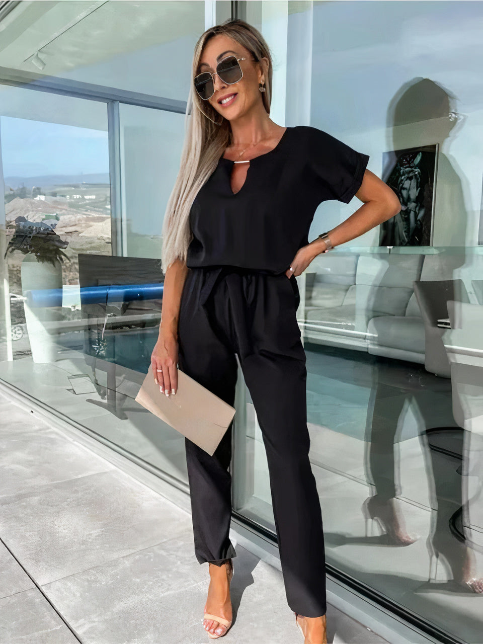Mich - Jumpsuit met V-hals