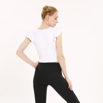 Kylie | elegante gele top met gerimpelde mouwen