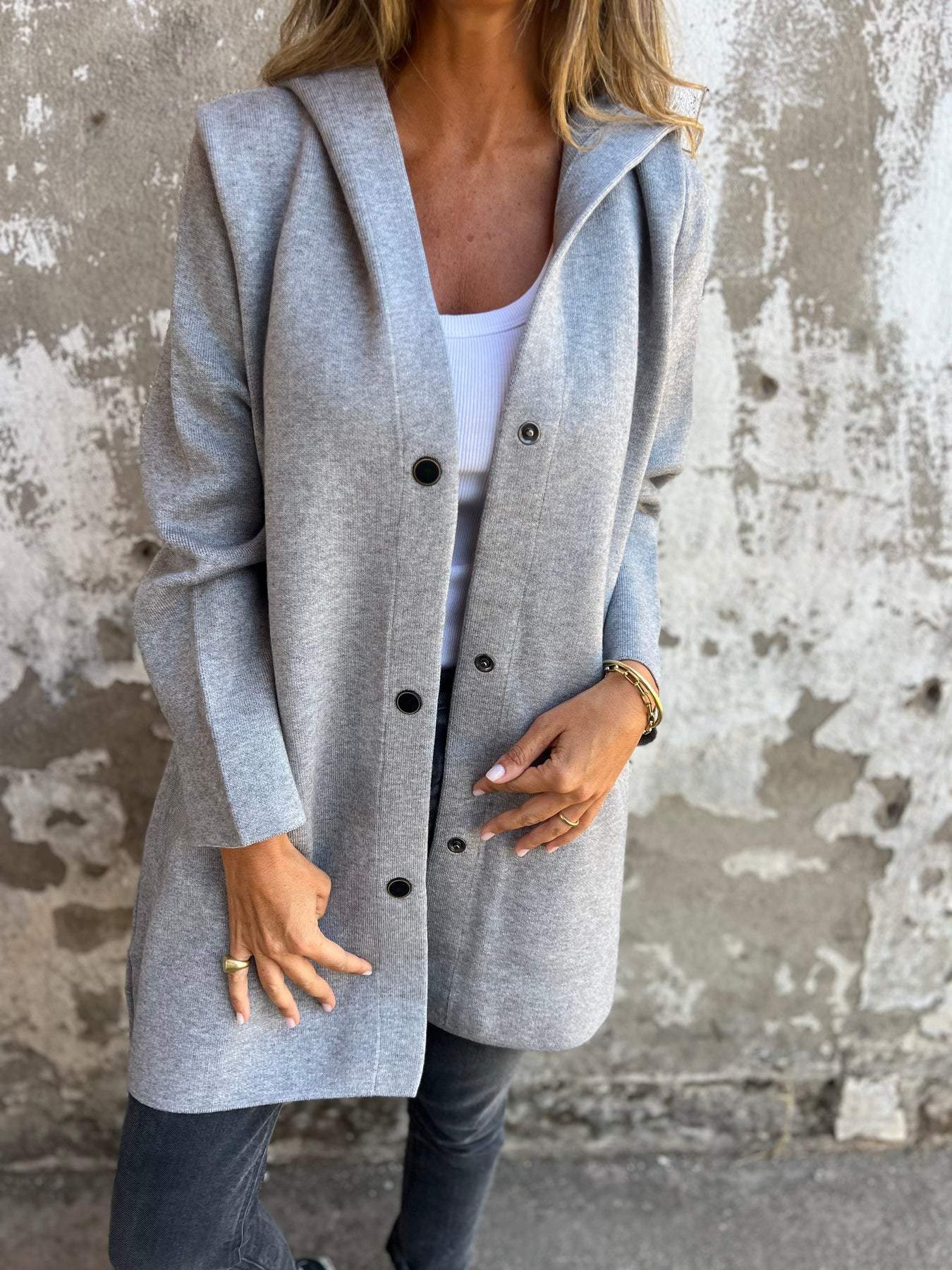 Autri Cardigan | Casual gebreid vest met knopen voor dames – lange pasvorm