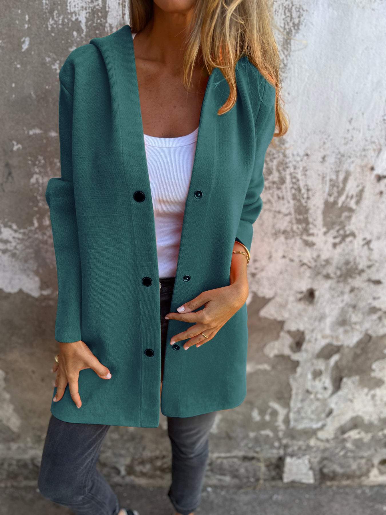 Autri Cardigan | Casual gebreid vest met knopen voor dames – lange pasvorm