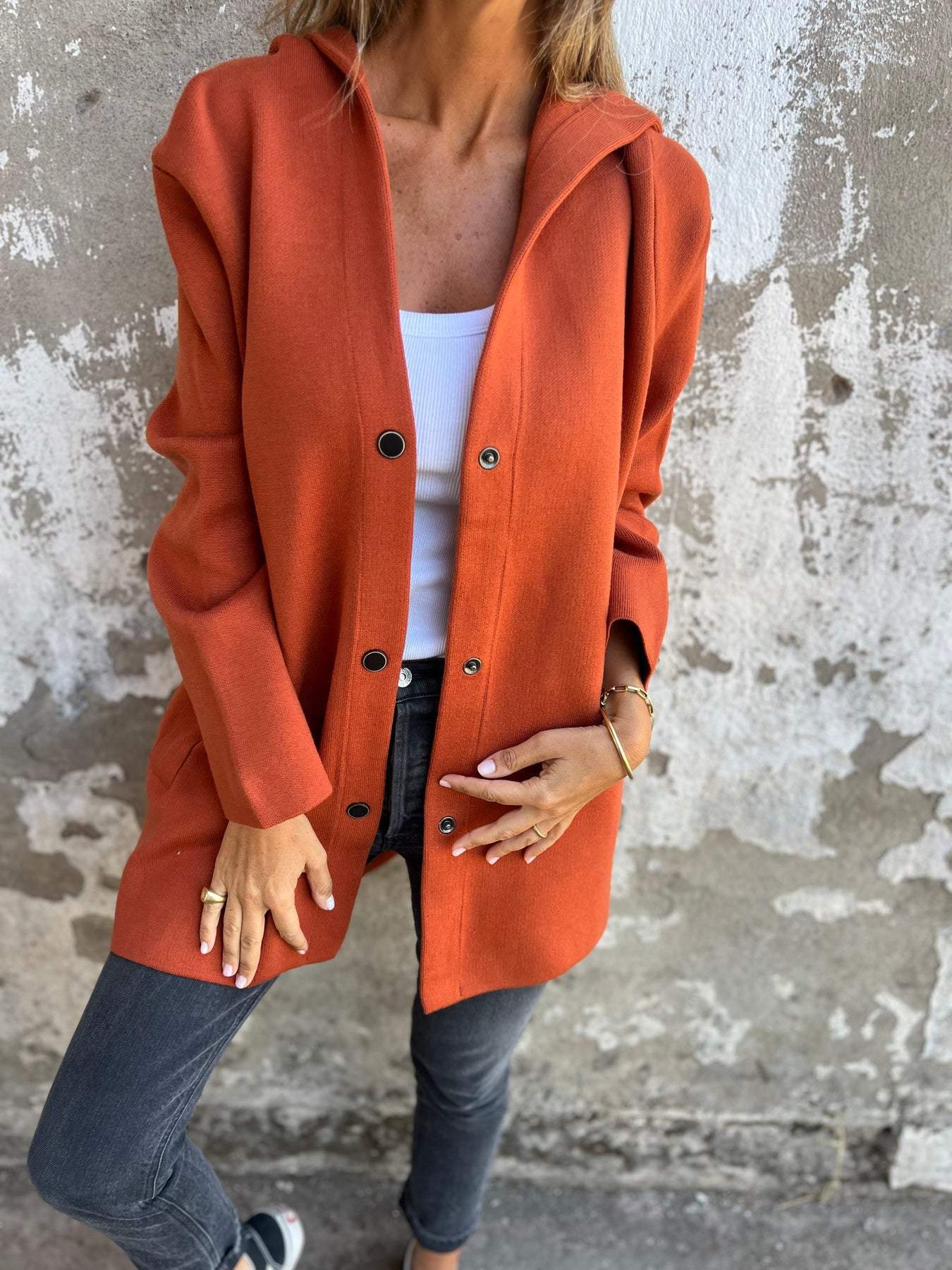 Autri Cardigan | Casual gebreid vest met knopen voor dames – lange pasvorm