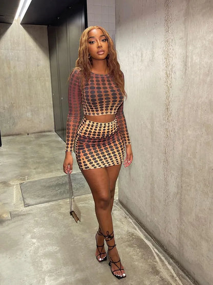 Two piece set met print en lange mouwen