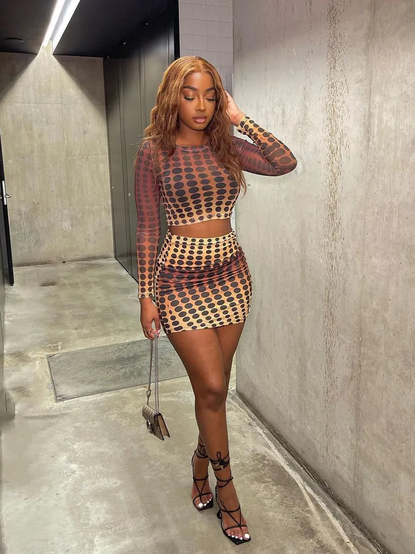 Two piece set met print en lange mouwen