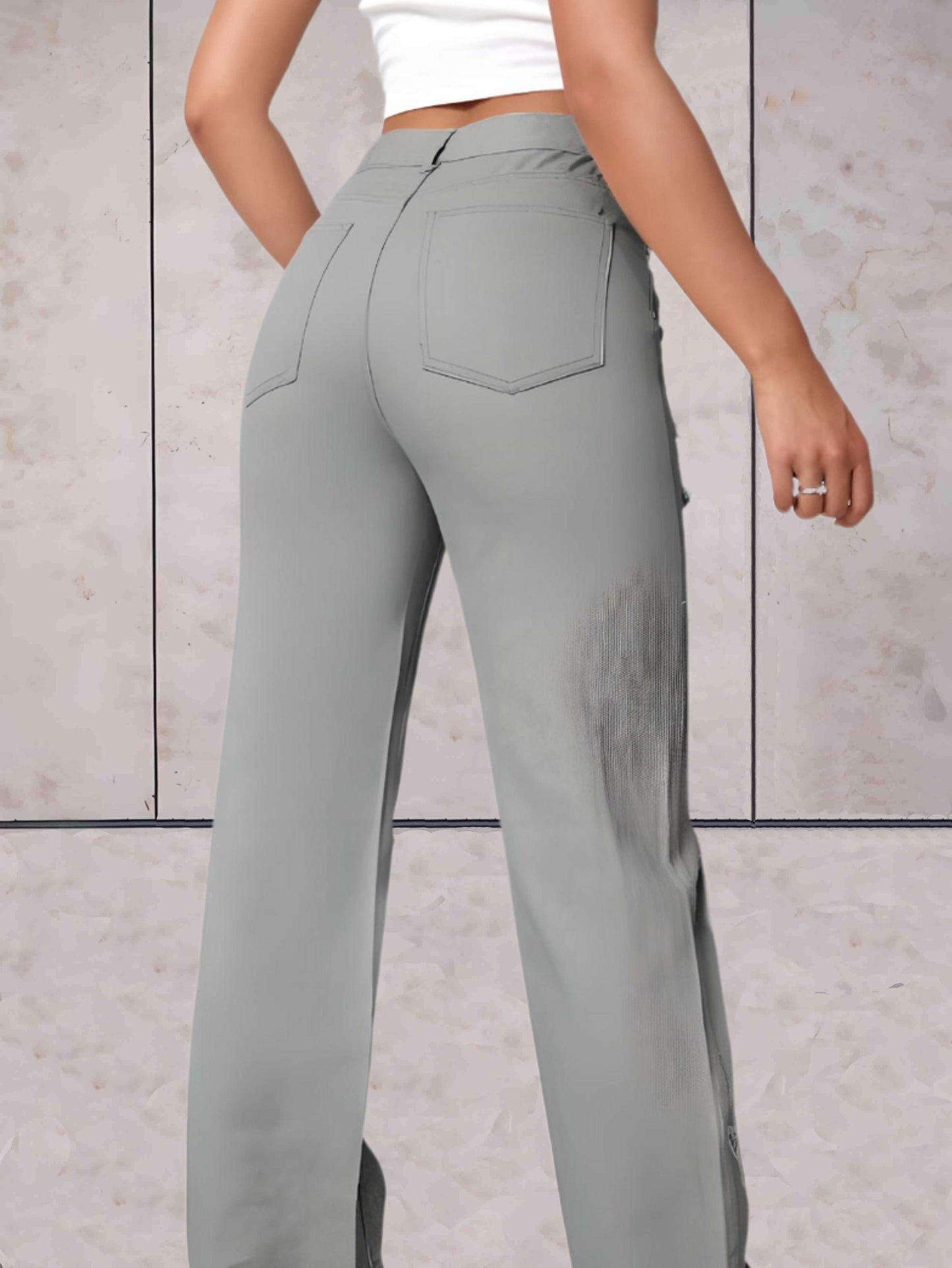 Ciara - Gescheurde jeans wijde pijpen met vlinders patroon