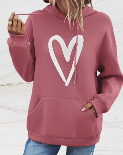 Claire | Oversized hoodie met hartjesprint op de voorkant