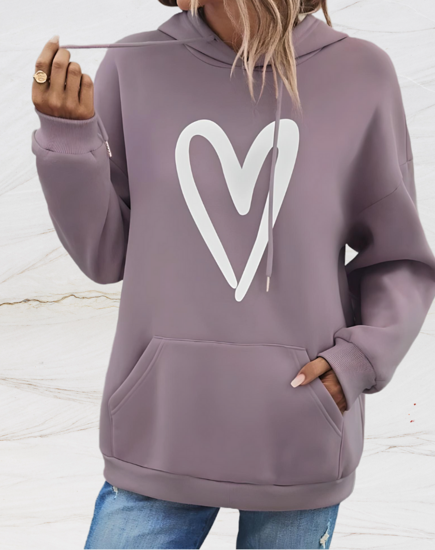 Claire | Oversized hoodie met hartjesprint op de voorkant