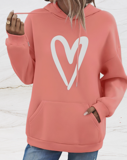Claire | Oversized hoodie met hartjesprint op de voorkant