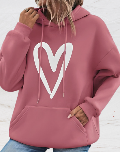 Claire | Oversized hoodie met hartjesprint op de voorkant