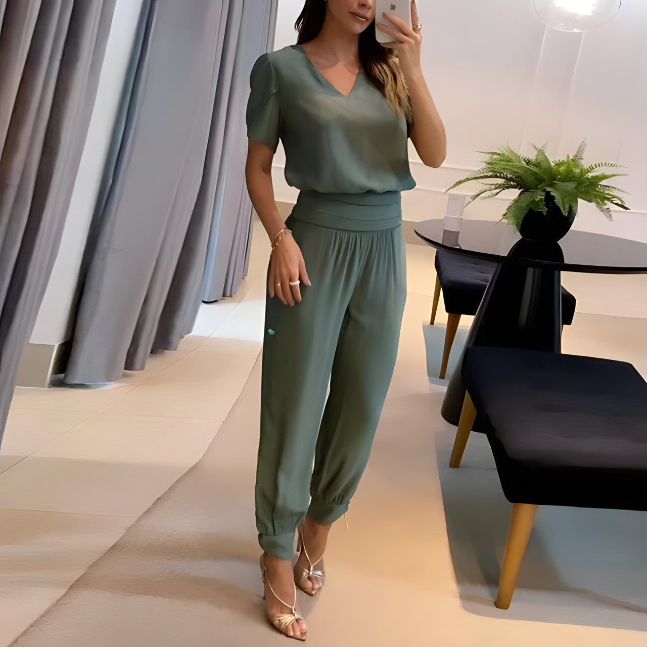 Mae - Trendy Blouse en Broek Set
