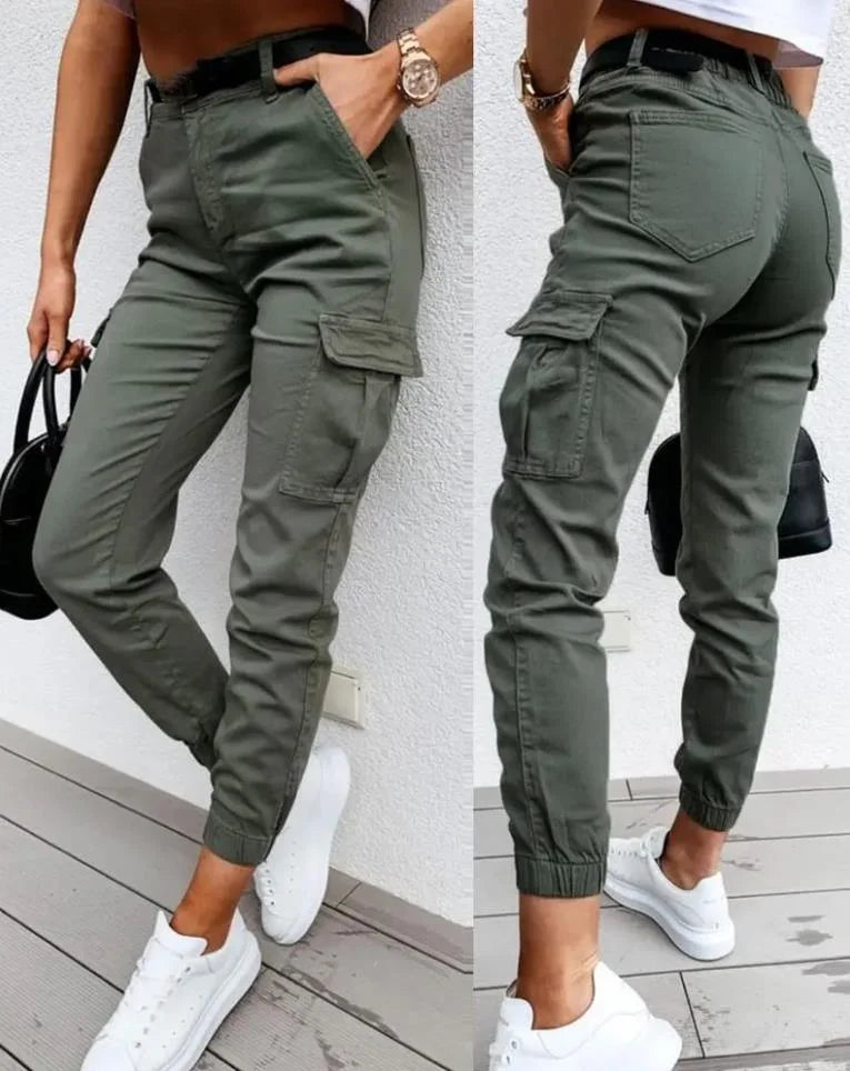 ModeParisienne® Solidad | Cargo Pants met Stretch en Hoge Taille voor Moeiteloze Stijl