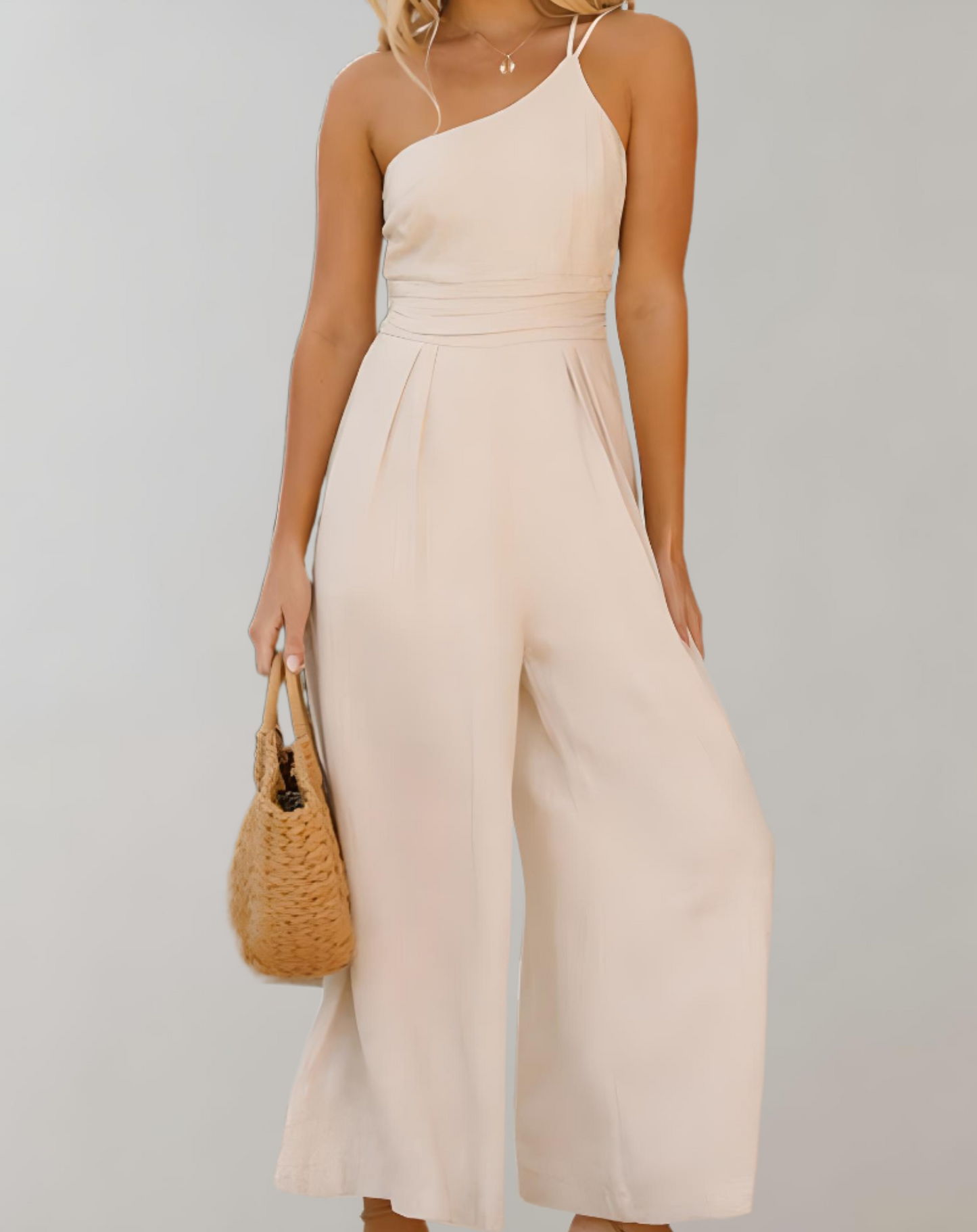 Fleur | elegante jumpsuit met asymmetrische schouderband