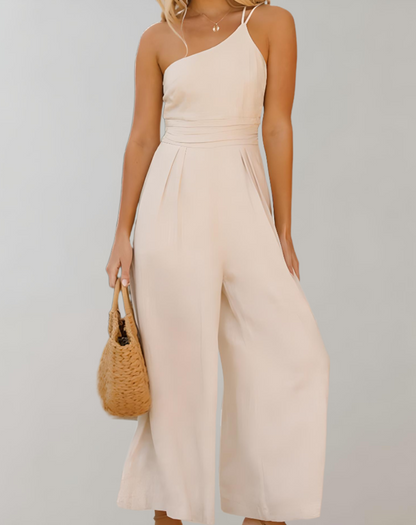 Fleur | elegante jumpsuit met asymmetrische schouderband