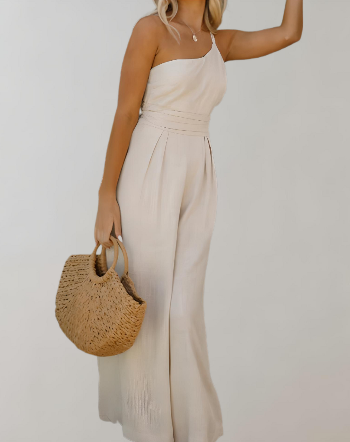 Fleur | elegante jumpsuit met asymmetrische schouderband