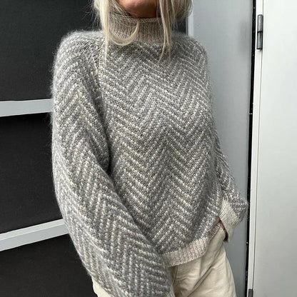 Autri Coltrui | Elegante Grijs gestreepte wintertrui voor dames