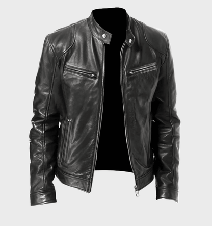 Mark -  Zwart mooi passend leren jack voor heren met zakken