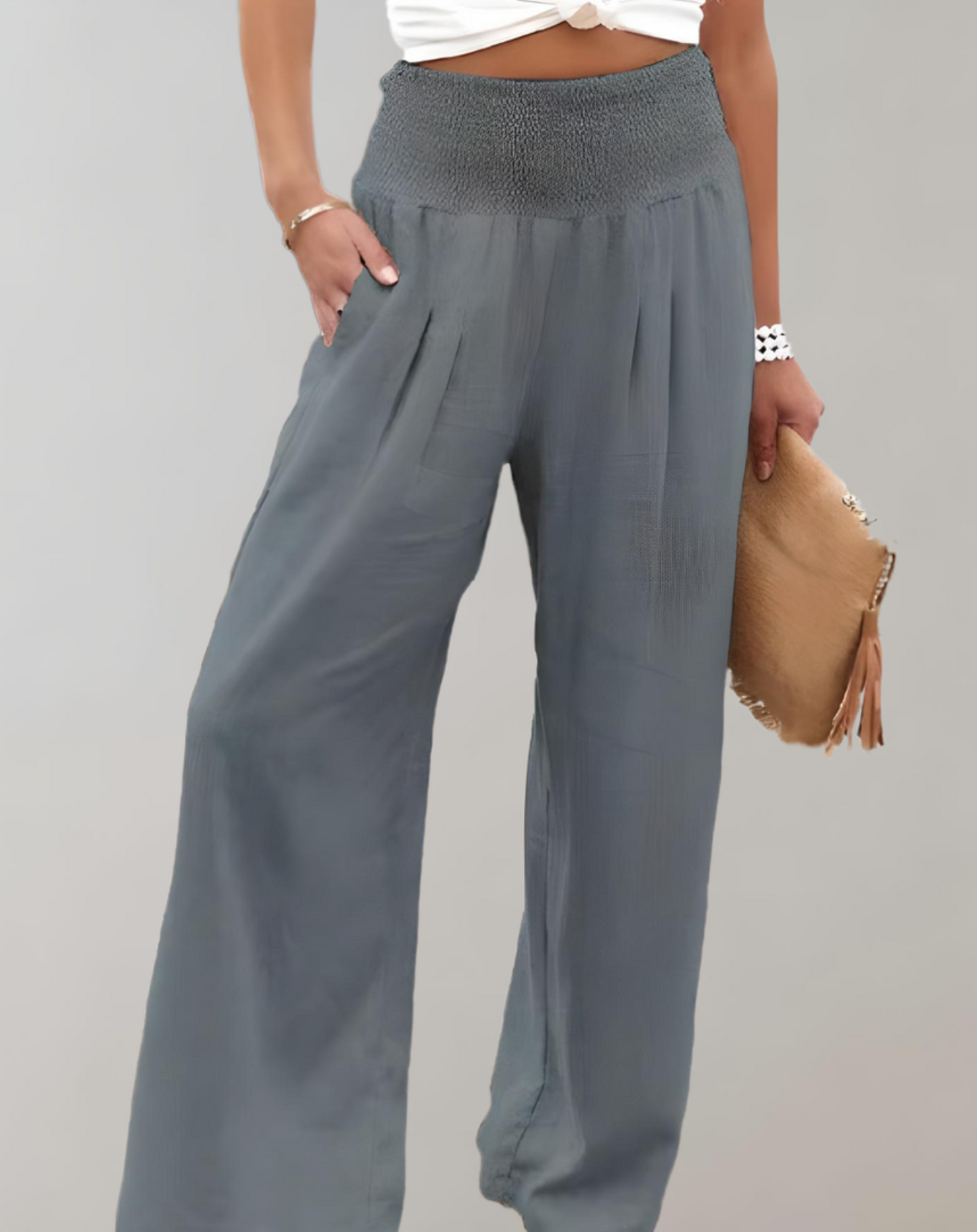 Broek met hoge taille en wijde pijpen voor dames