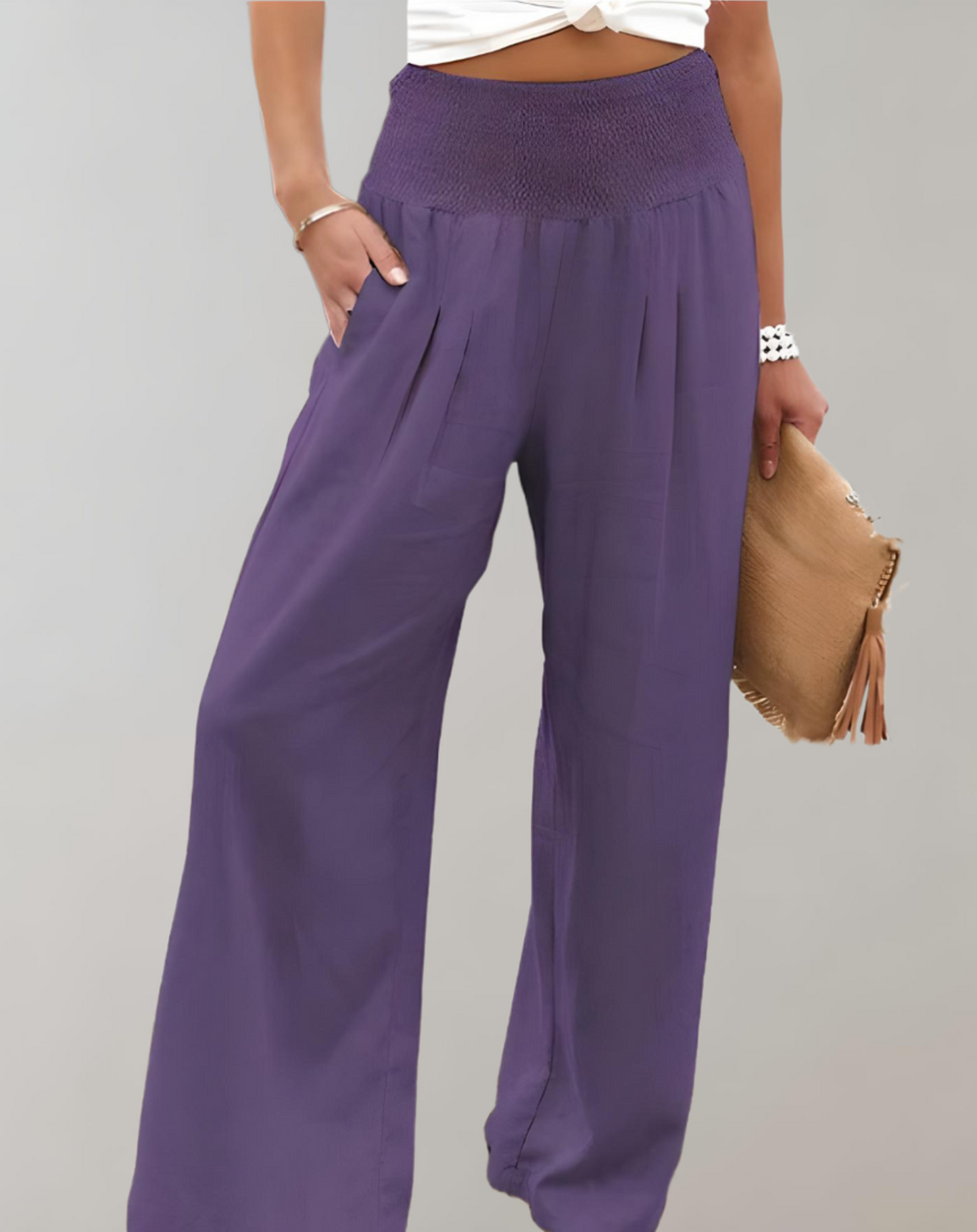 Broek met hoge taille en wijde pijpen voor dames