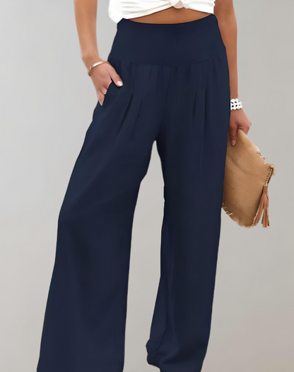 Broek met hoge taille en wijde pijpen voor dames