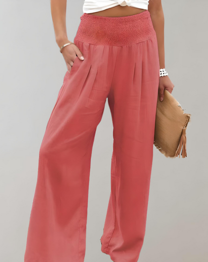 Broek met hoge taille en wijde pijpen voor dames