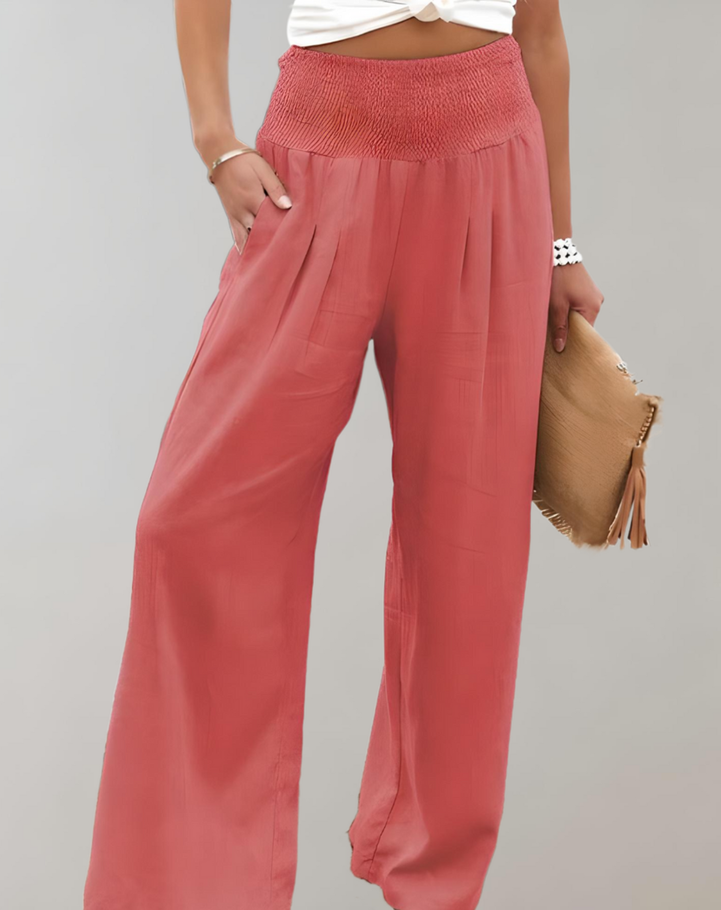 Broek met hoge taille en wijde pijpen voor dames