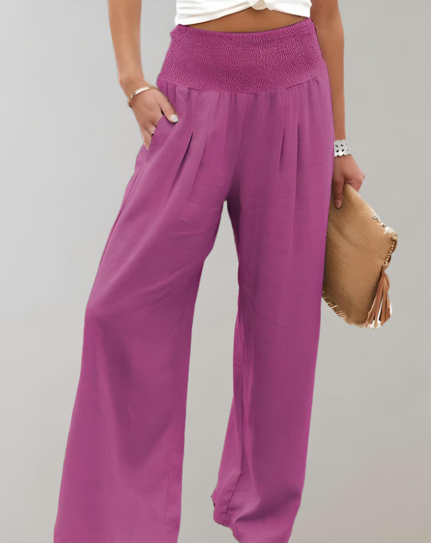 Broek met hoge taille en wijde pijpen voor dames