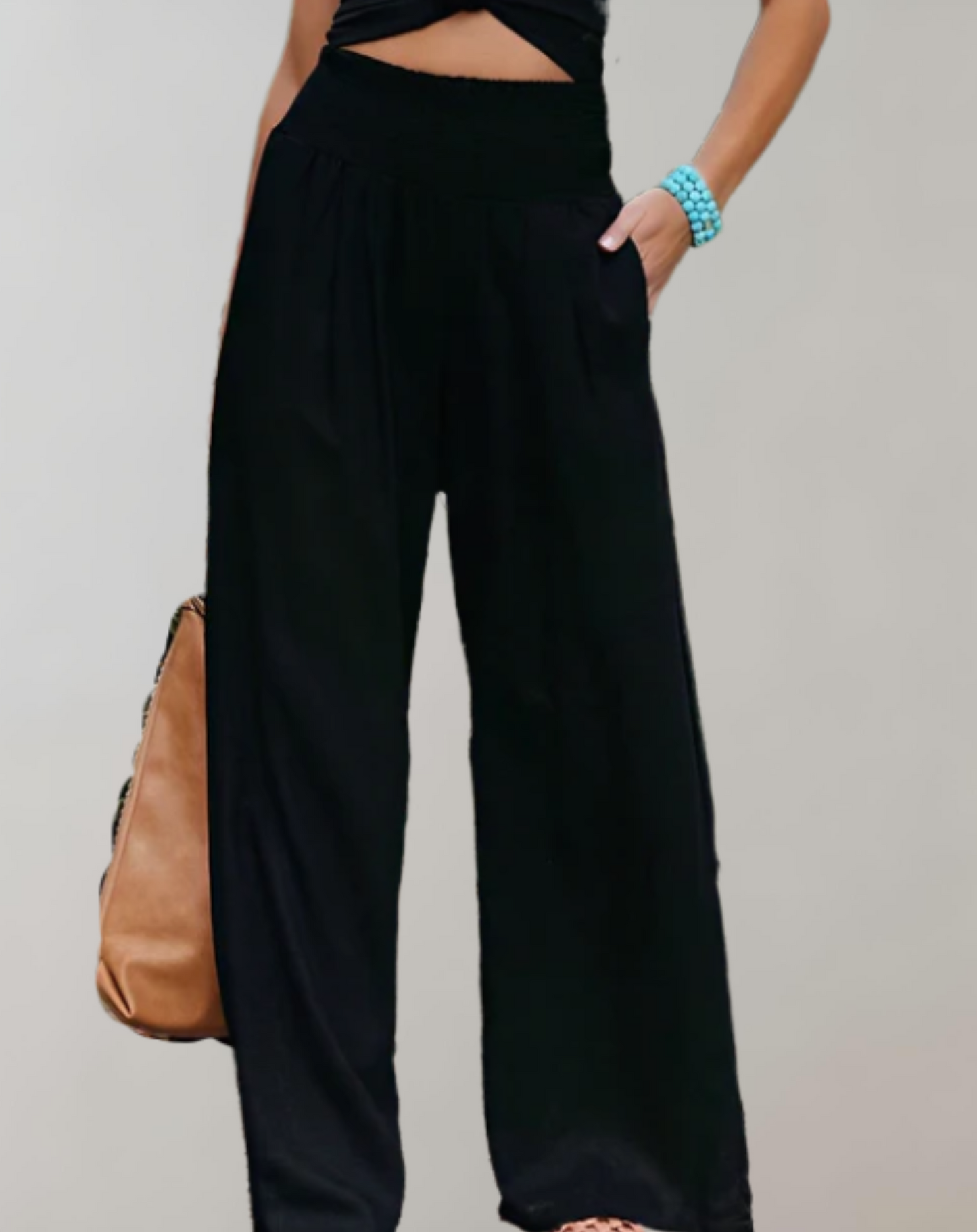 Broek met hoge taille en wijde pijpen voor dames