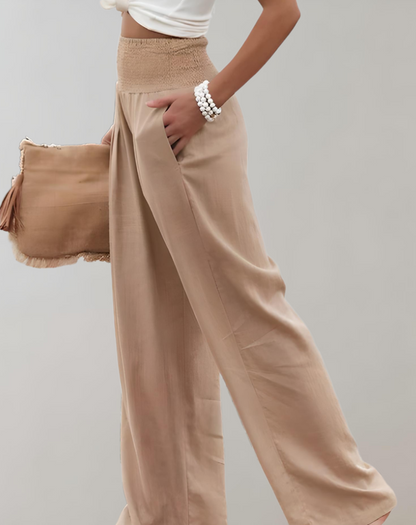 Broek met hoge taille en wijde pijpen voor dames